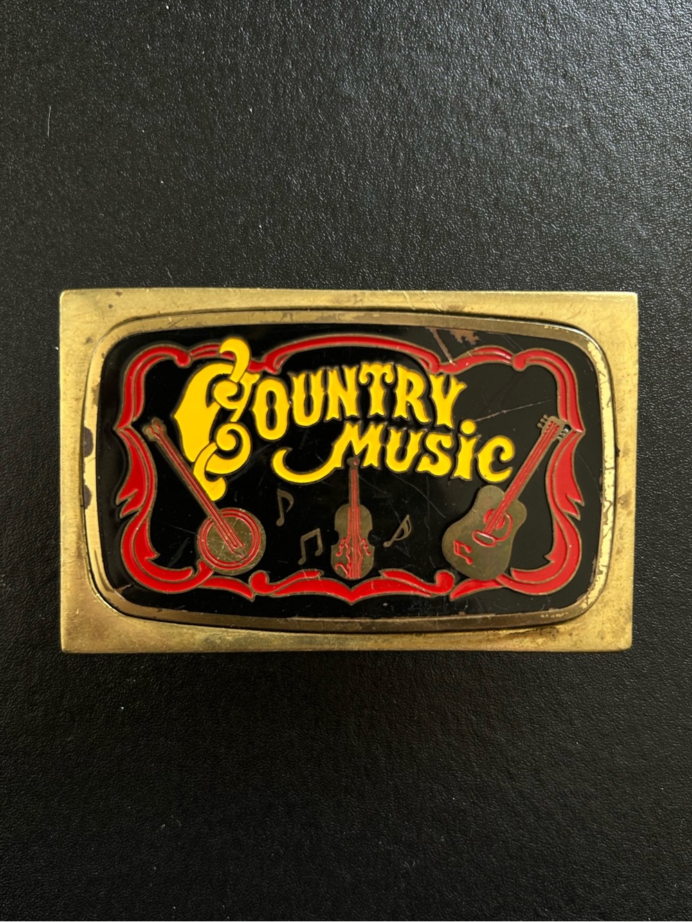 Solid Brass Vtg Country Music Western Belt Buckle - Made in Canada